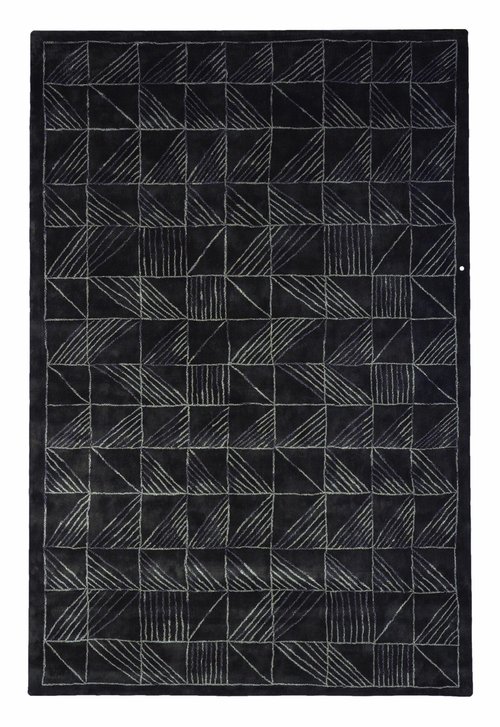 现代风格黑色几何线条图案地毯贴图