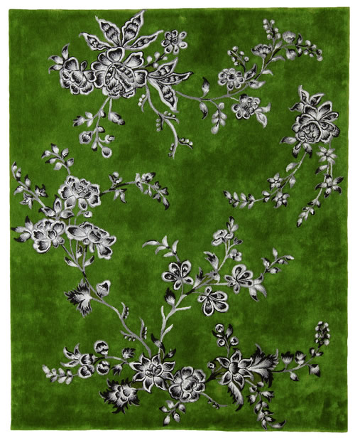 新中式风格绿色灰黑花纹图案地毯贴图