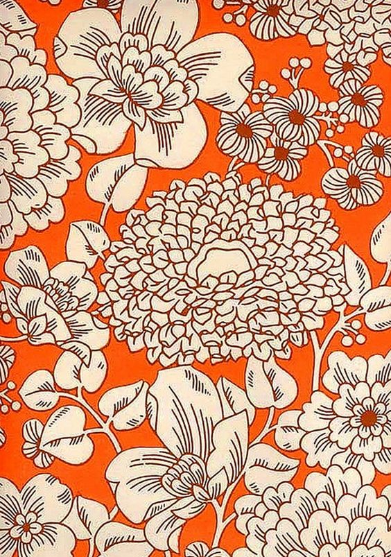 新中式风格橙白花朵图案地毯贴图