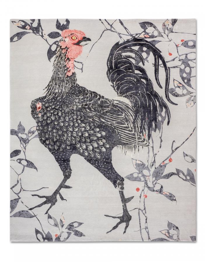 新中式公鸡图案地毯贴图-高端定制-5