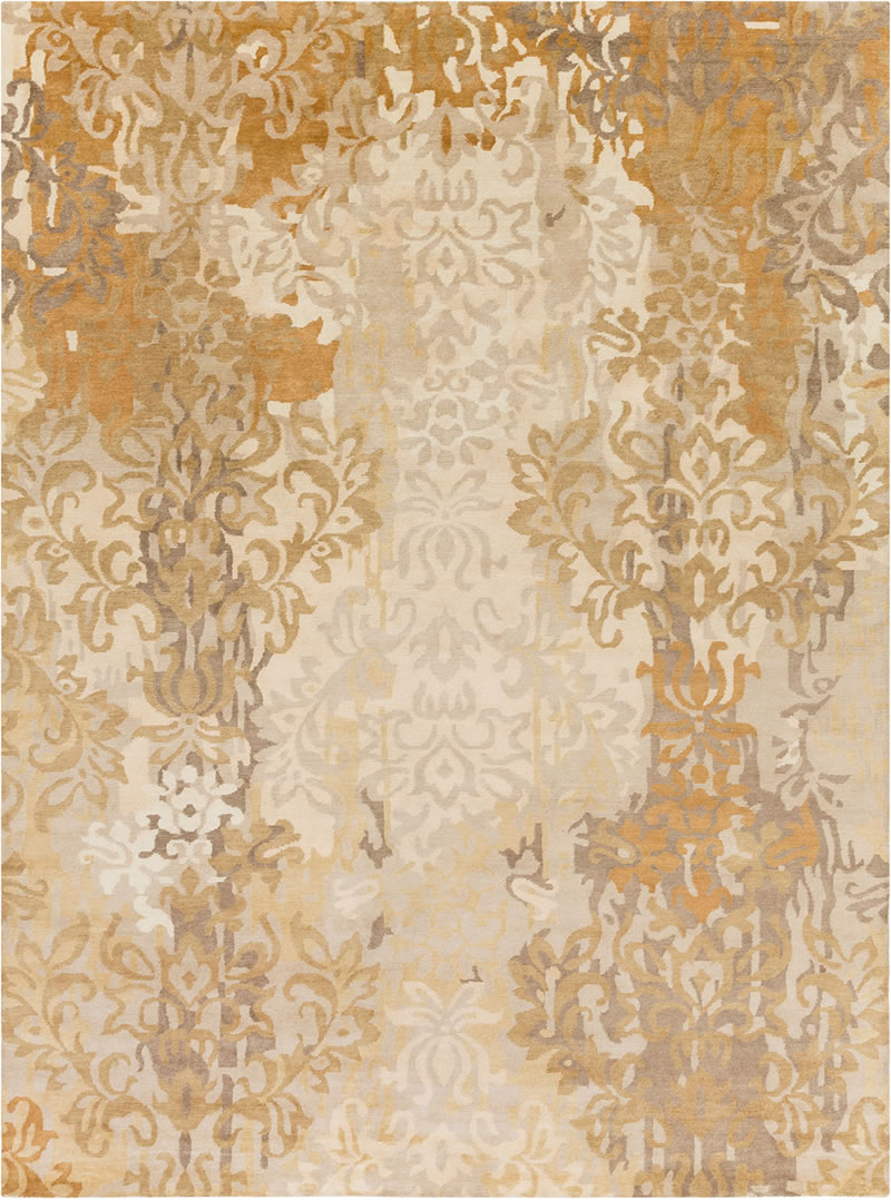 美式风格土黄色花纹图案地毯贴图-高端定制