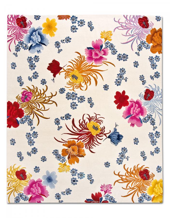 新中式花朵图案地毯贴图-高端定制