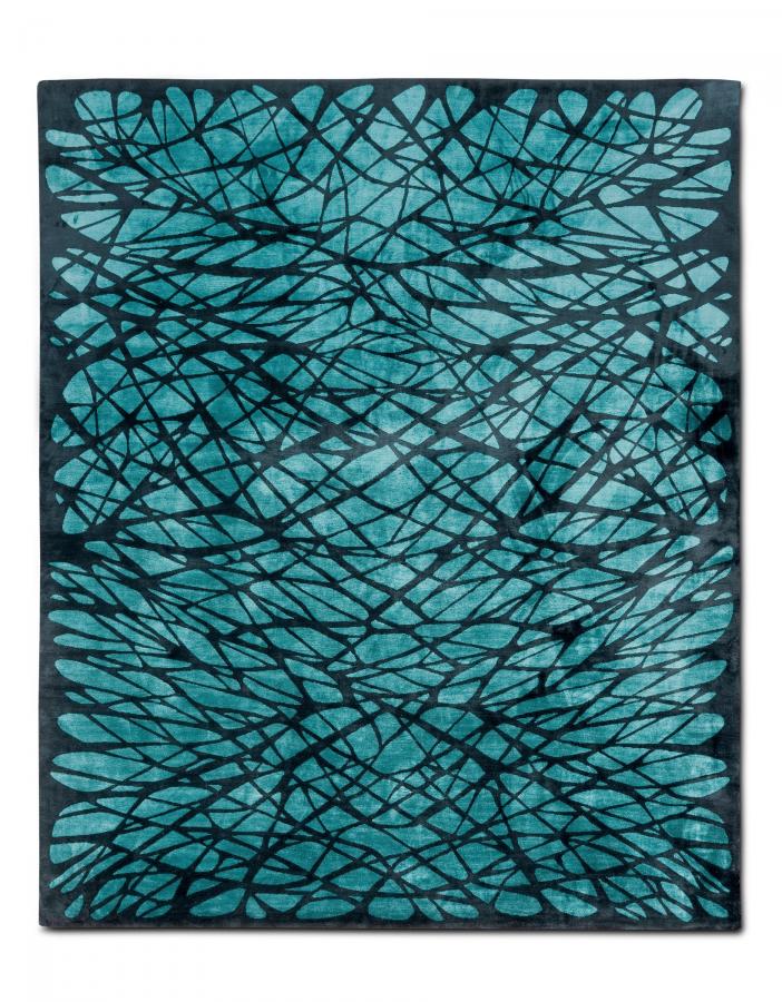 新中式青色几何图案地毯贴图-高端定制