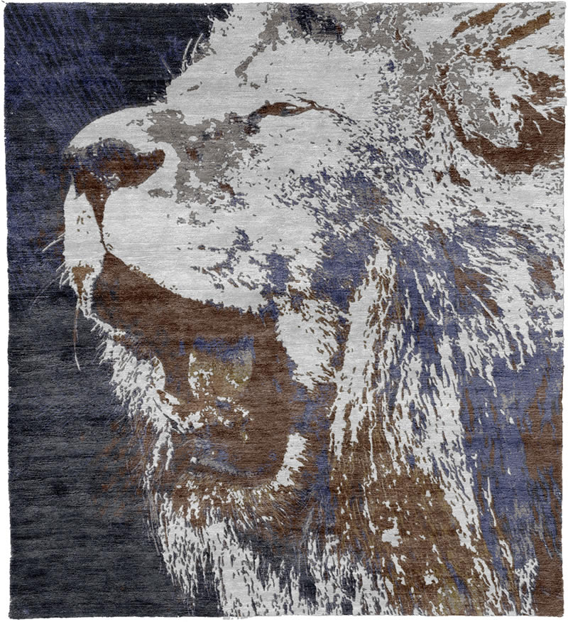 咖灰色狮子头图案地毯贴图-高端定制