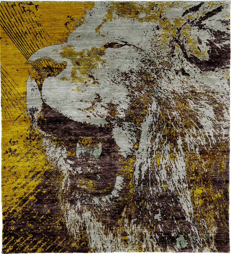 黄咖色狮子头图案地毯贴图-高端定制
