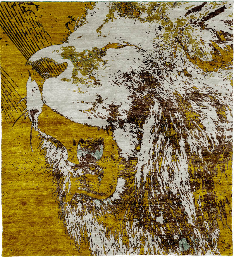 黄色狮子头图案地毯贴图-高端定制