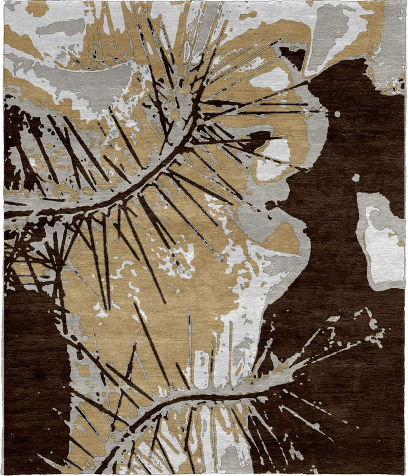 现代美式土黄咖色抽象图案地毯贴图-高端定制