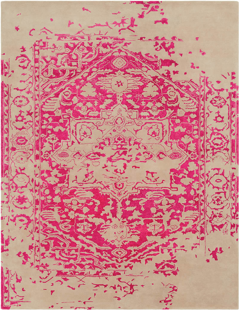 现代美式粉红色碎花纹图案地毯贴图-高端定制