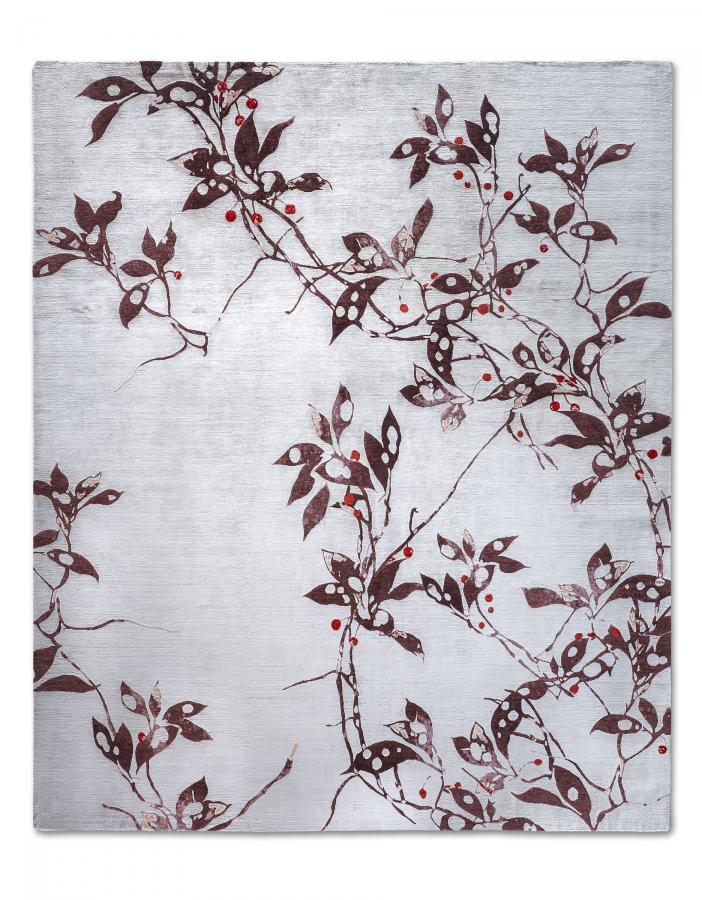 新中式植物枝柳图案地毯贴图-高端定制-2