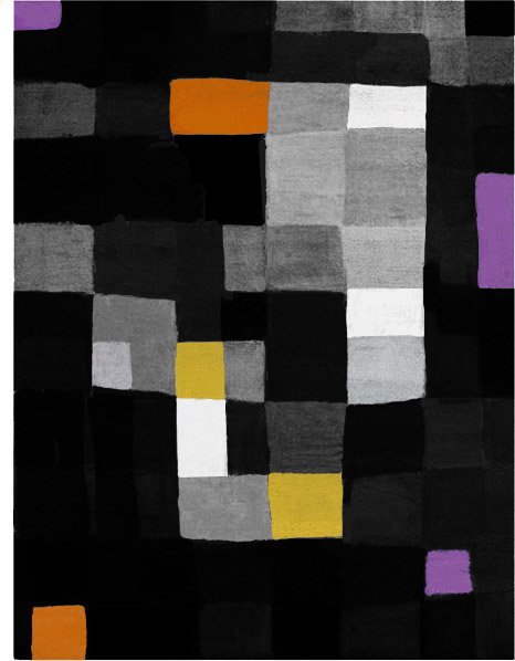 现代风格黑色几何格子图案地毯贴图-2