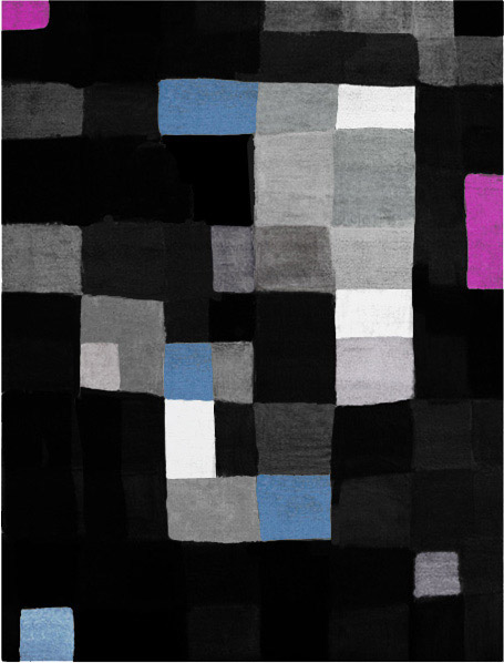 现代风格黑色几何格子图案地毯贴图-3