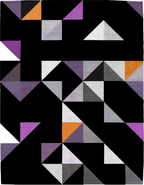 现代风格黑色彩色几何三角形图案地毯贴图