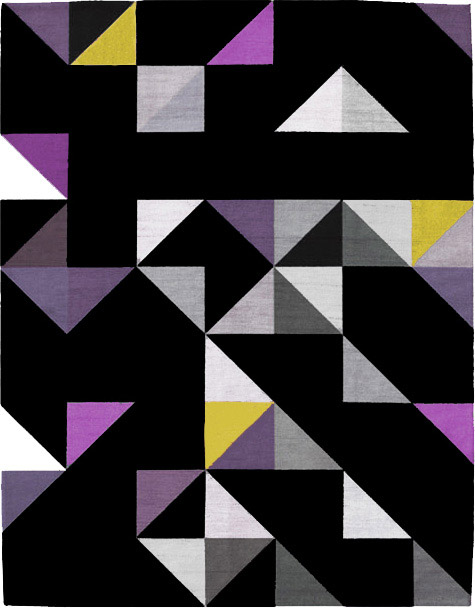 现代风格黑色彩色几何三角形图案地毯贴图-2