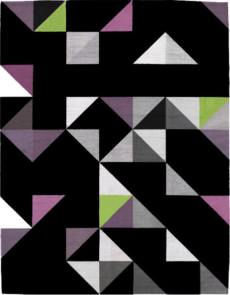 现代风格黑色彩色几何三角形图案地毯贴图-3