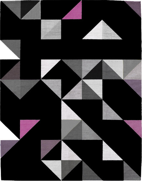 现代风格黑色彩色几何三角形图案地毯贴图-4
