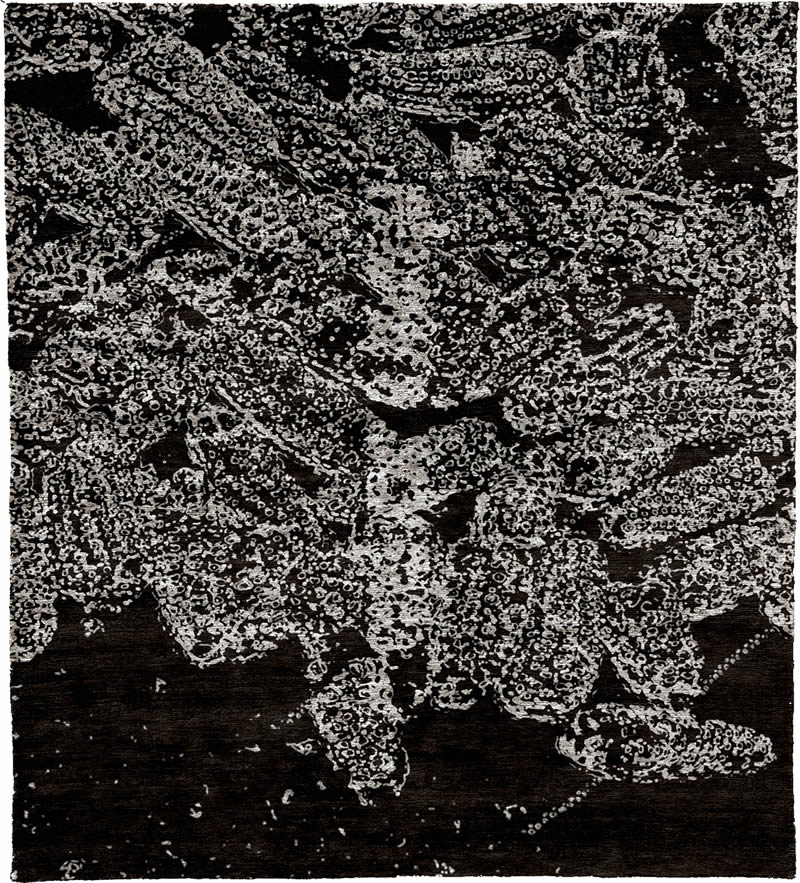 现代美式黑白色抽象图案地毯贴图-高端定制