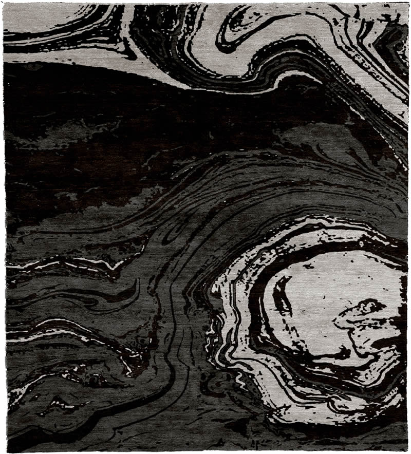 新中式黑白抽象图案地毯贴图-高端定制
