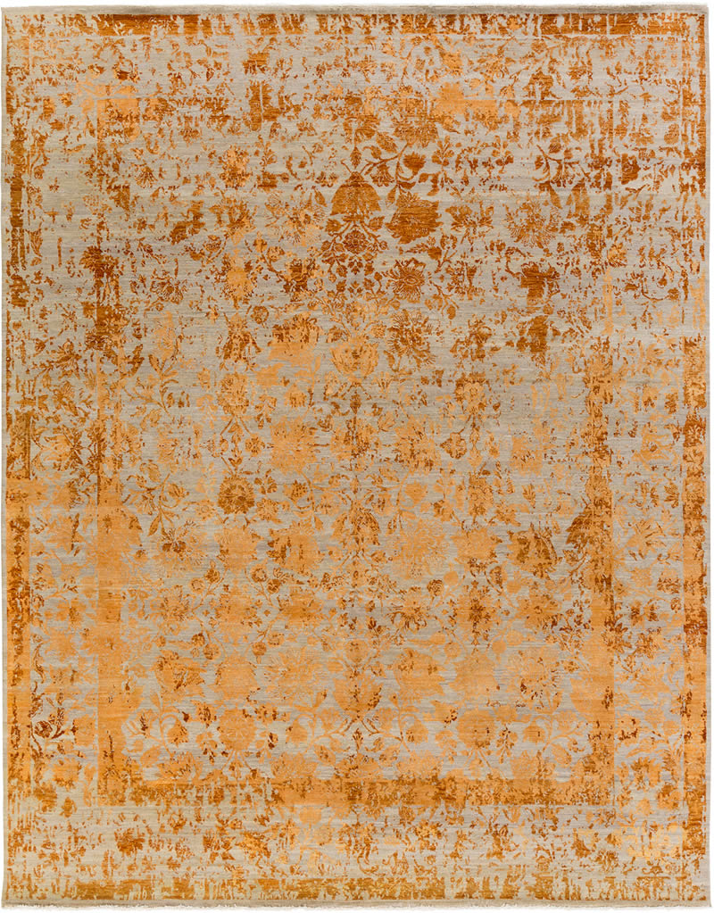 美式风格金黄色花纹图案地毯贴图-高端定制
