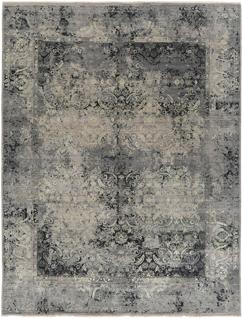 美式风格复古风灰色花纹图案地毯贴图-高端定制