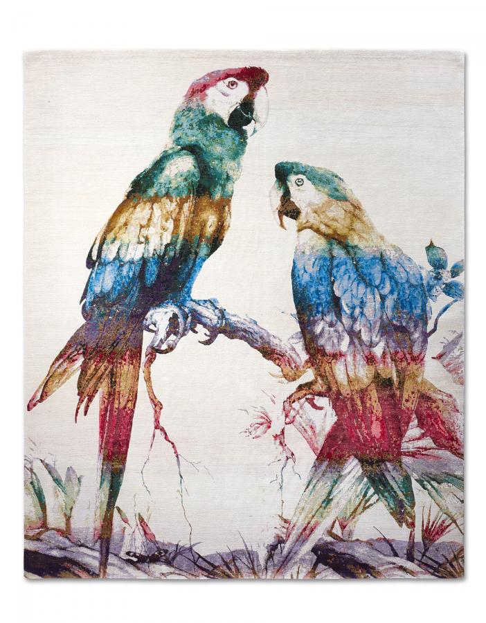 新中式彩色鹦鹉图案地毯贴图-高端定制