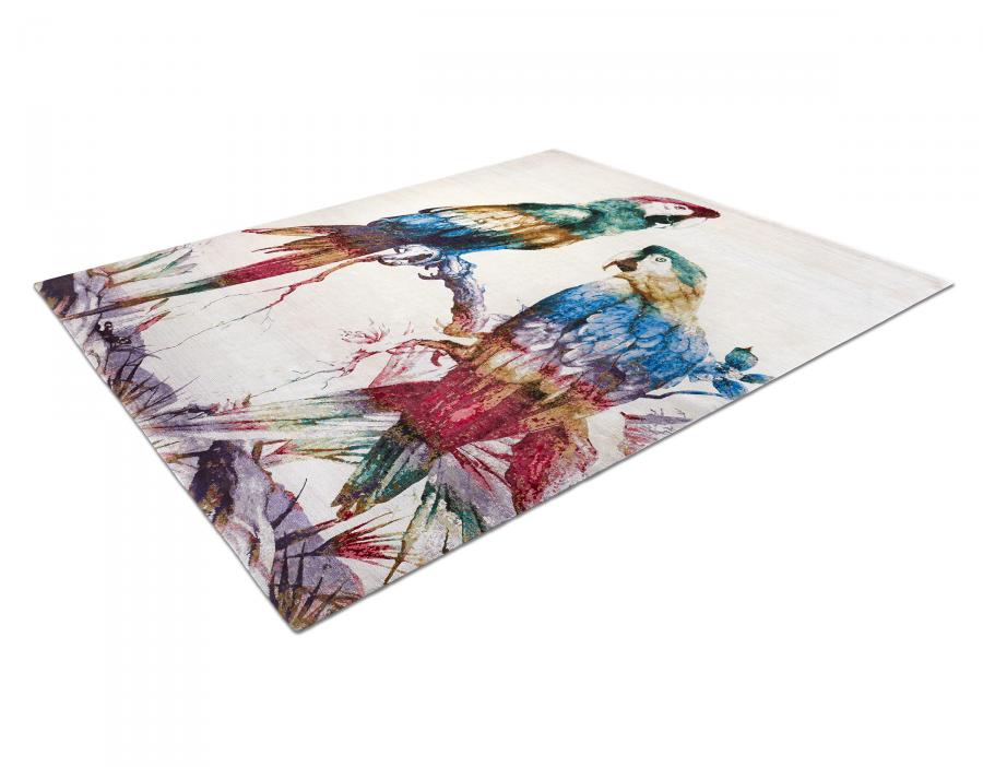 新中式彩色鹦鹉图案地毯贴图-高端定制