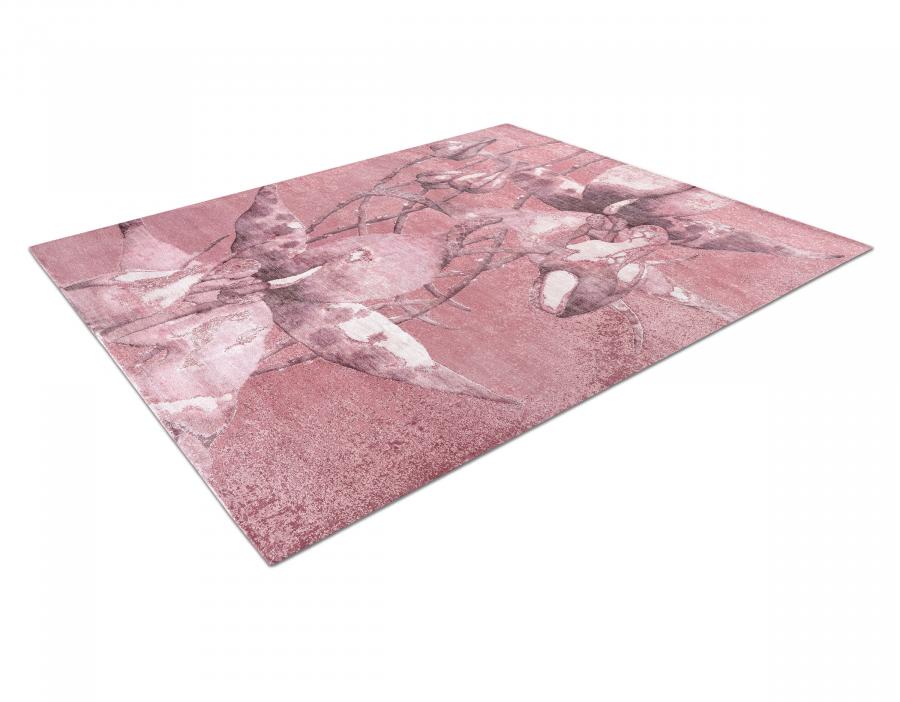 新中式风格粉色花朵图案地毯贴图-高端定制