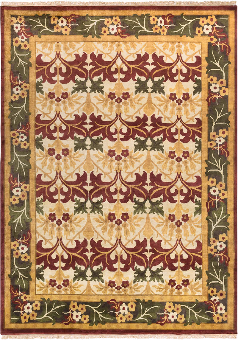 美式复古叶子图案地毯贴图-高端定制