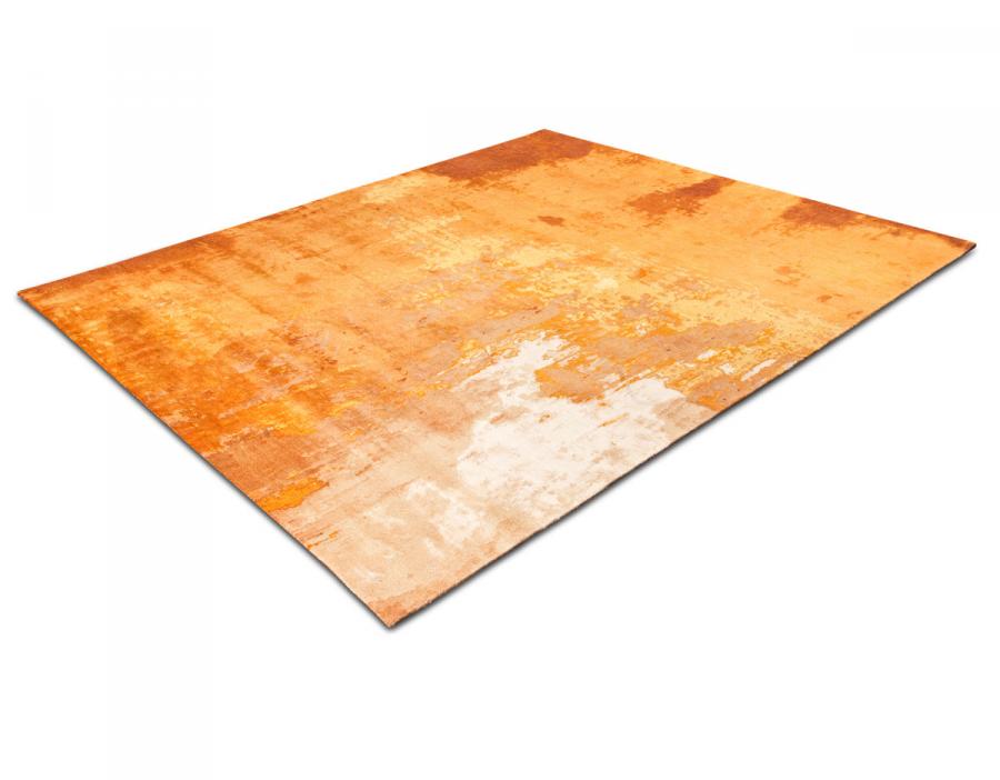 新中式橙黄色抽象图案地毯贴图-高端定制