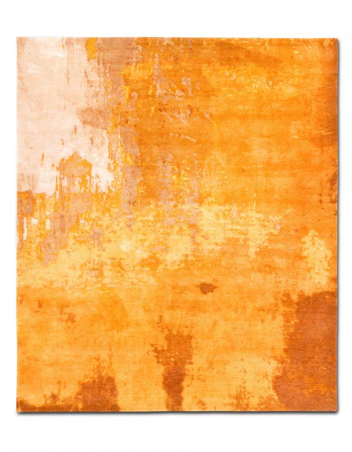 新中式橙黄色抽象图案地毯贴图-高端定制