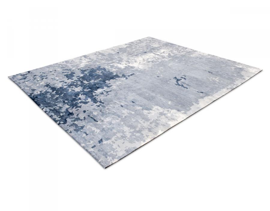 新中式灰蓝色抽象图案地毯贴图-高端定制