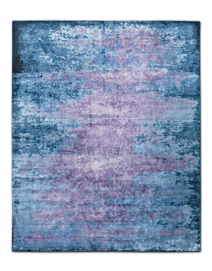 新中式蓝紫色抽象图案地毯贴图-高端定制