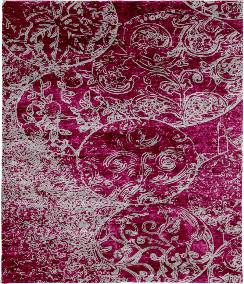 美式风格粉底白色花纹图案地毯贴图-高端定制