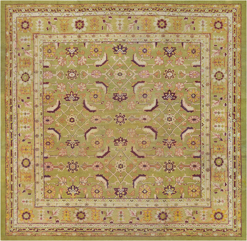 美式风格绿色传统花纹图案地毯贴图-高端定制