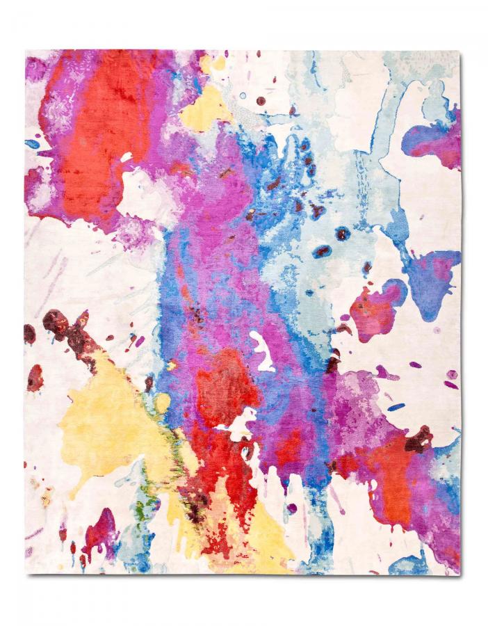 新中式彩色水墨抽象图案地毯贴图-高端定制