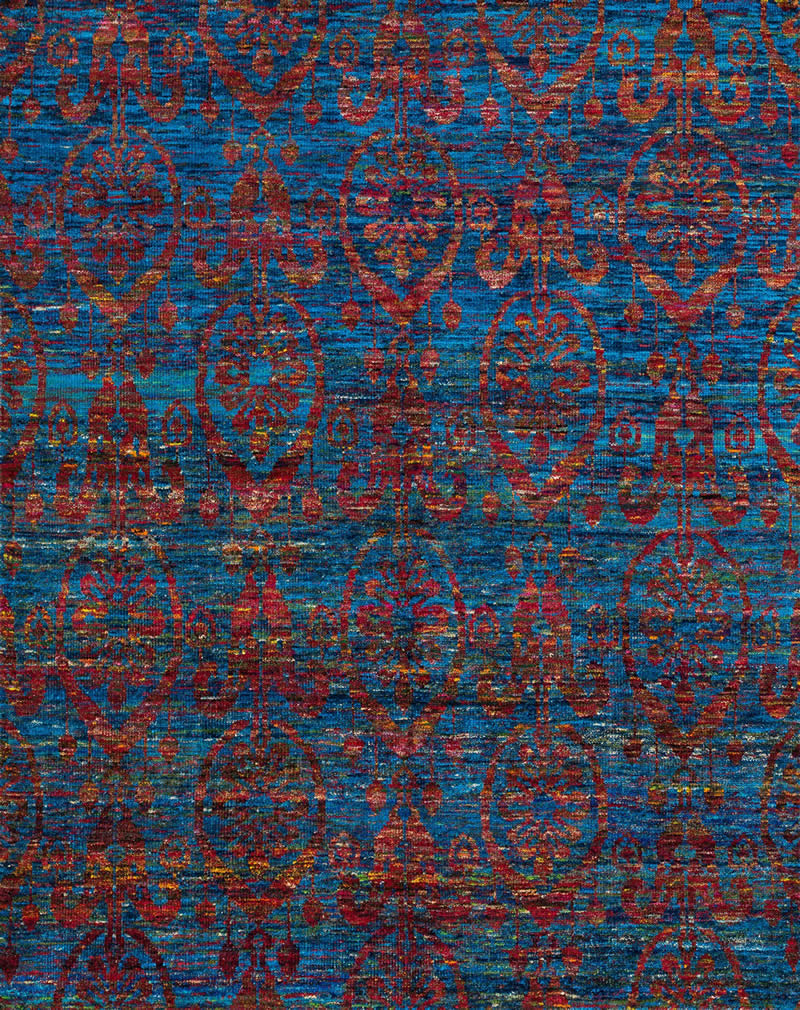 美式风格红蓝花纹图案地毯贴图-高端定制