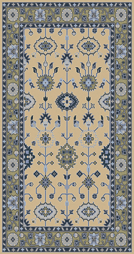美式风格过道传统花纹地毯贴图-高端定制