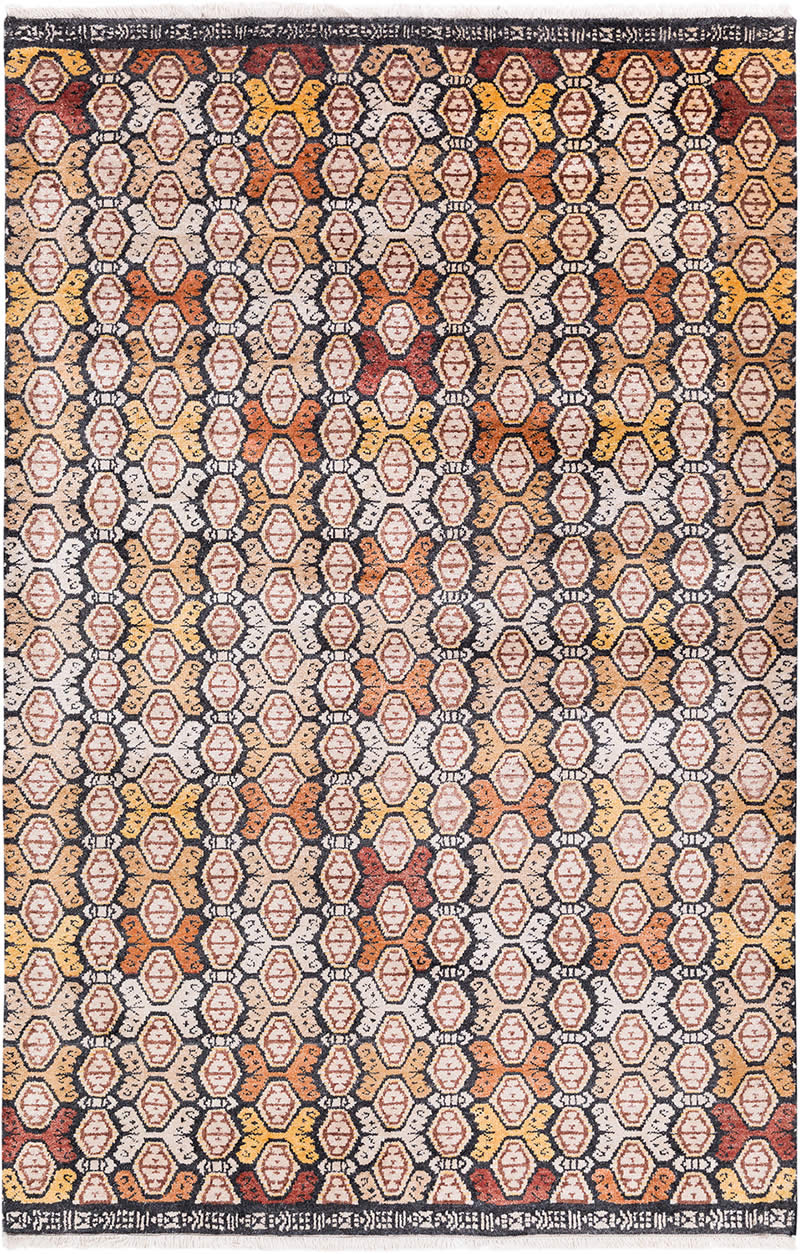 美式风格几何格子图案地毯贴图-高端定制