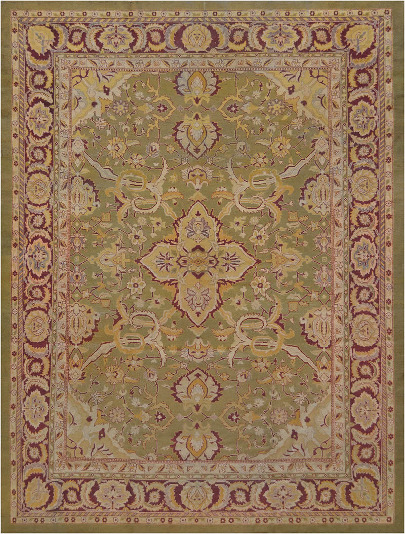 美式风格灰绿色传统花纹图案地毯贴图-高端定制