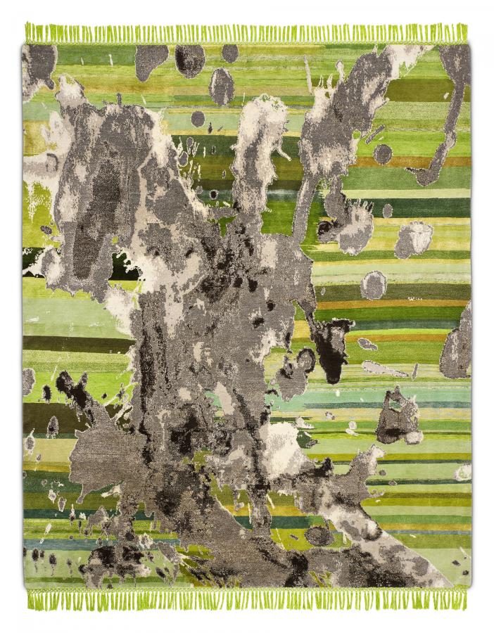 新中式绿色抽象水墨图案地毯贴图-高端定制