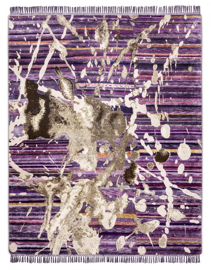 新中式紫色水墨抽象图案地毯贴图-高端定制