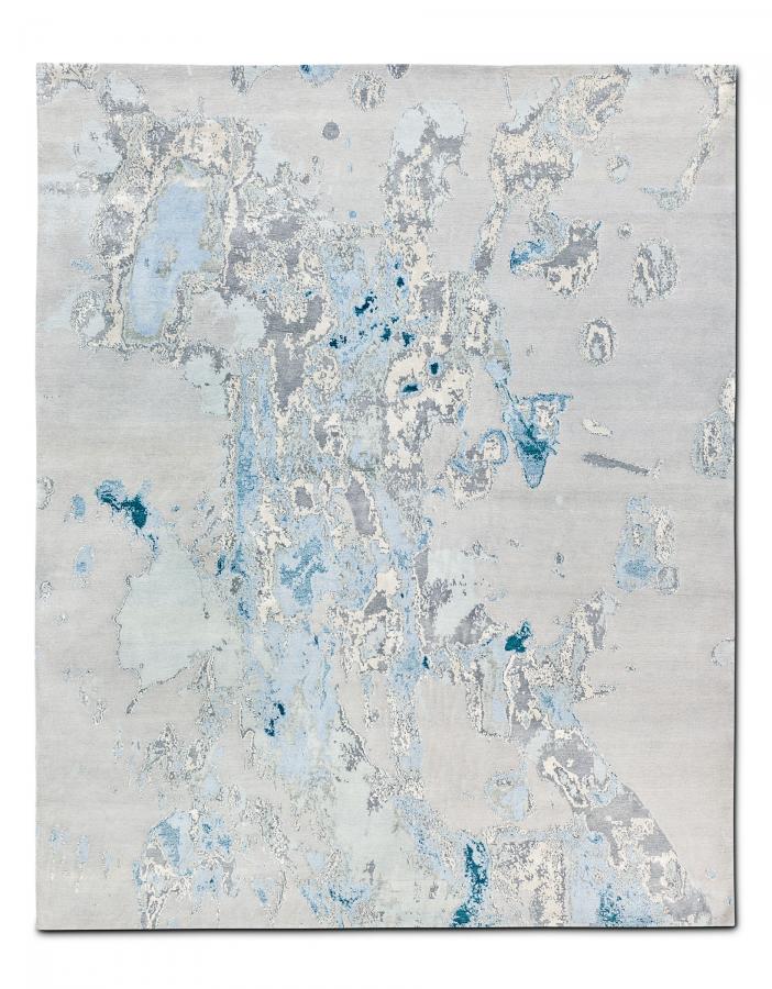 新中式灰蓝色抽象图案地毯贴图-高端定制-