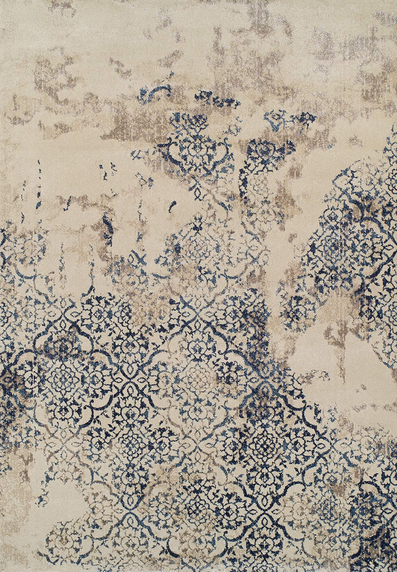 美式风格破损蓝色花纹图案地毯贴图-高端定制