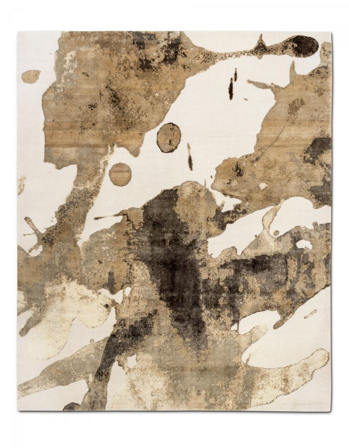 新中式抽象咖色水墨图案地毯贴图-高端定制