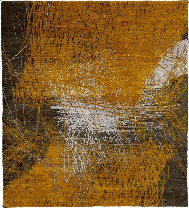 现代美式金色抽象线条图案地毯贴图-高端定制