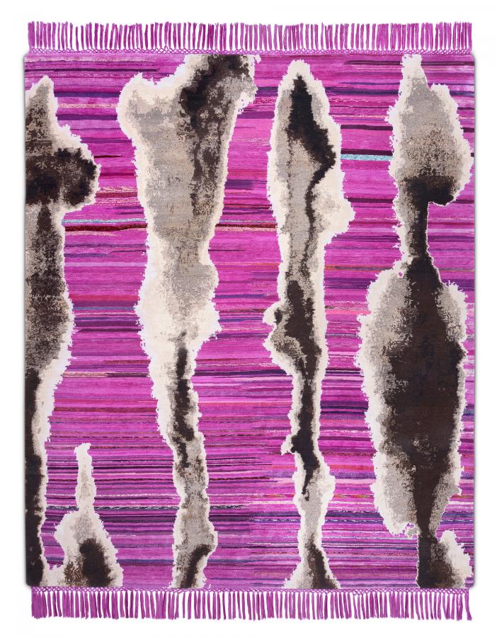 新中式紫色底水墨图案地毯贴图-高端定制