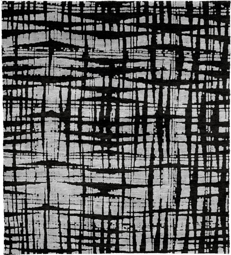 美式风格黑色几何纹理地毯贴图