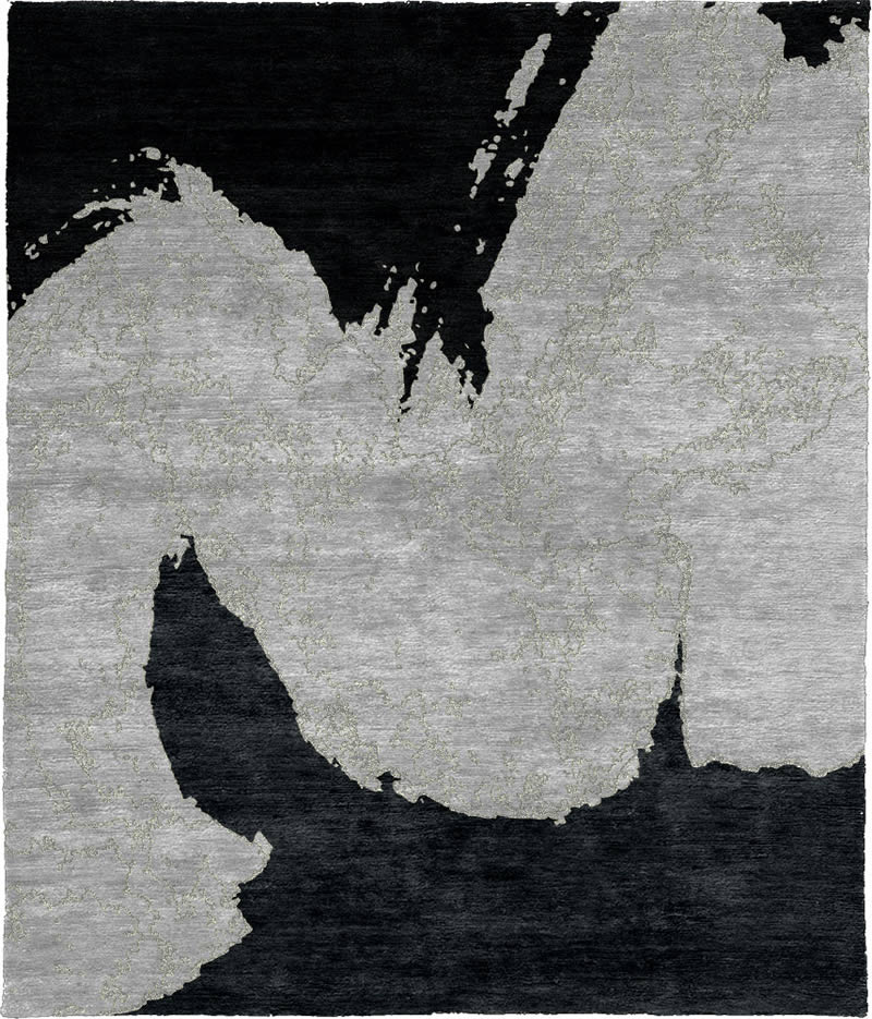 现代美式黑墨色抽象纹理图案地毯贴图