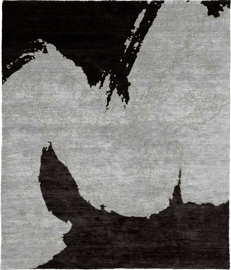 现代美式黑咖色抽象纹理图案地毯贴图