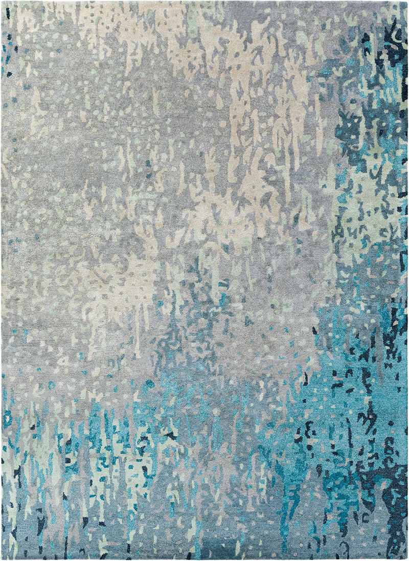 现代美式灰蓝色抽象图案地毯贴图