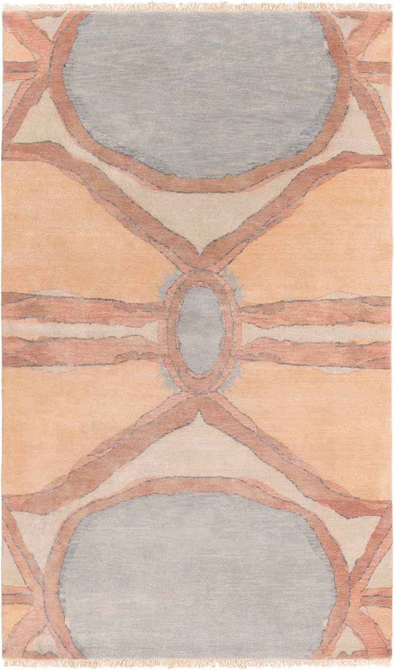 现代美式风格橙色几何图案地毯贴图
